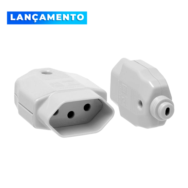 Plug Femea c/ Prensa Cabo Reta 180° Desm. 2P+T 20A Branco – EMB-50 (COD: V-94BRE50)